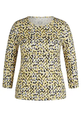 121363- Round-neck Yellow Print Top- Rabe