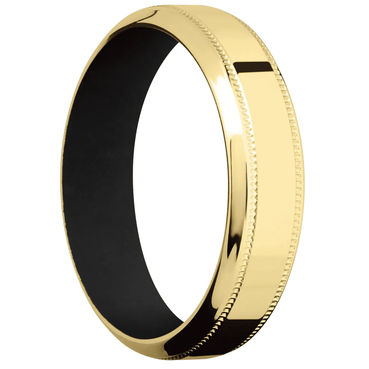 14K Yellow Gold + Polish , Polish Finish + Black