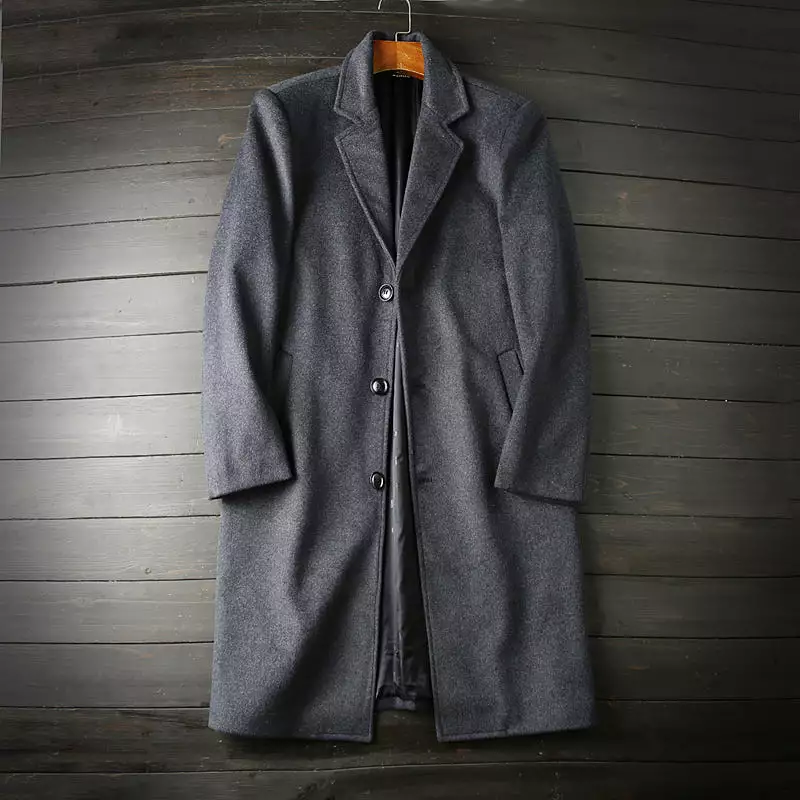 50% wool autumn and winter casual long woolen coat jacket Mens Trend Coat