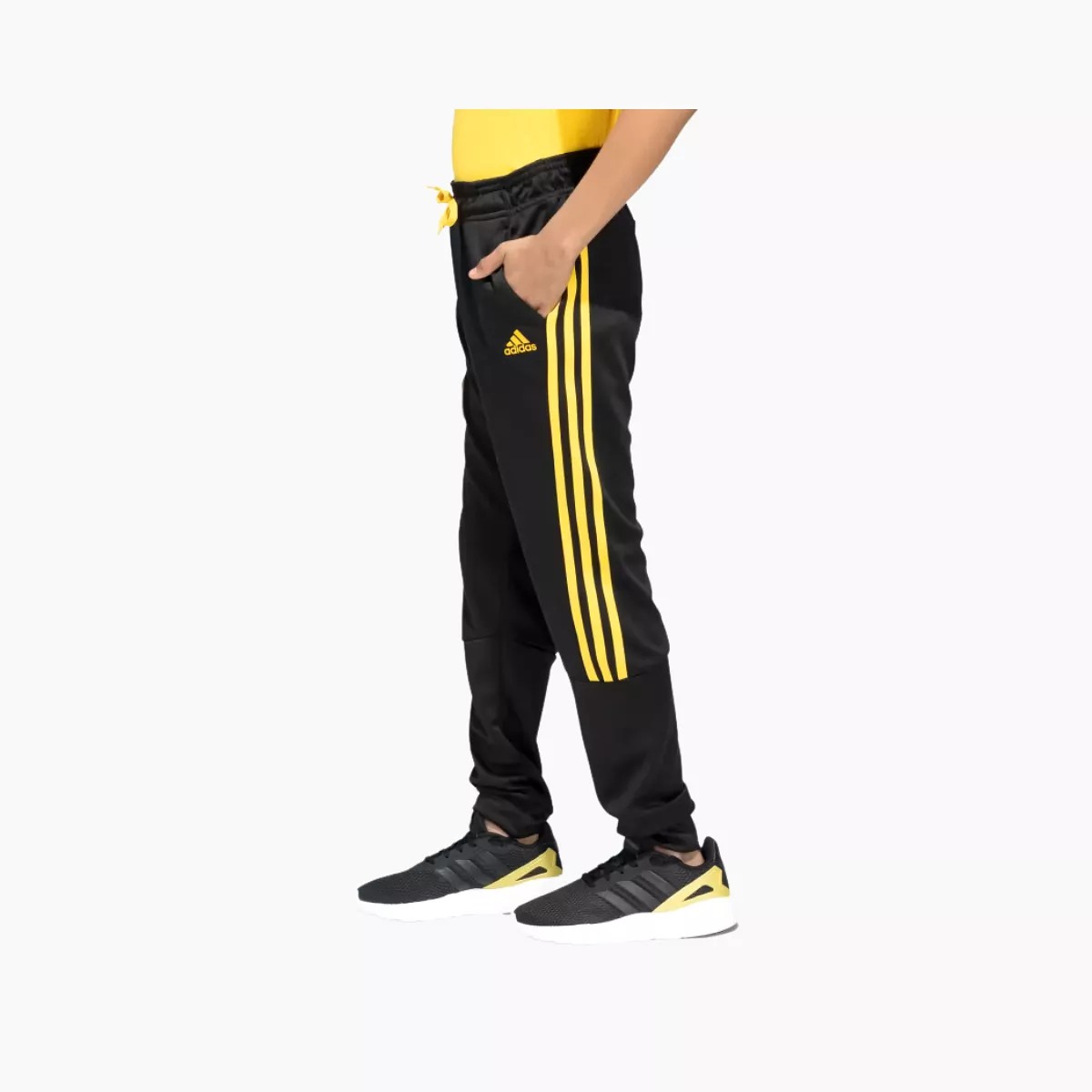 Adidas Boy TI 3 Stripes Printed Kids Pant (8-16 Year) -Black/Bold Gold