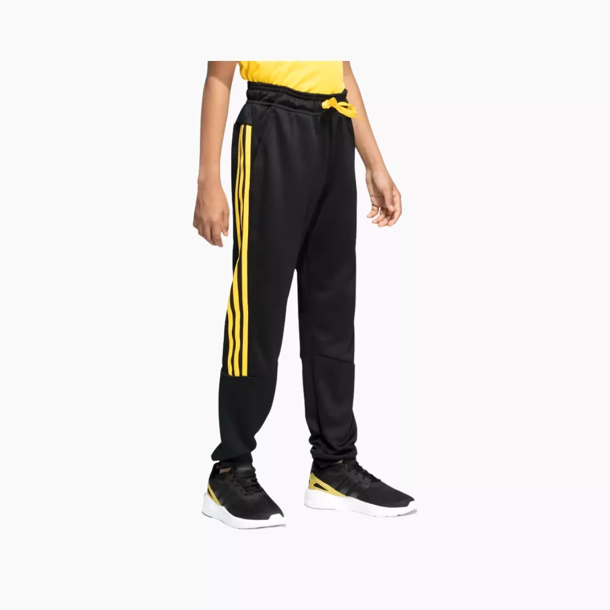 Adidas Boy TI 3 Stripes Printed Kids Pant (8-16 Year) -Black/Bold Gold