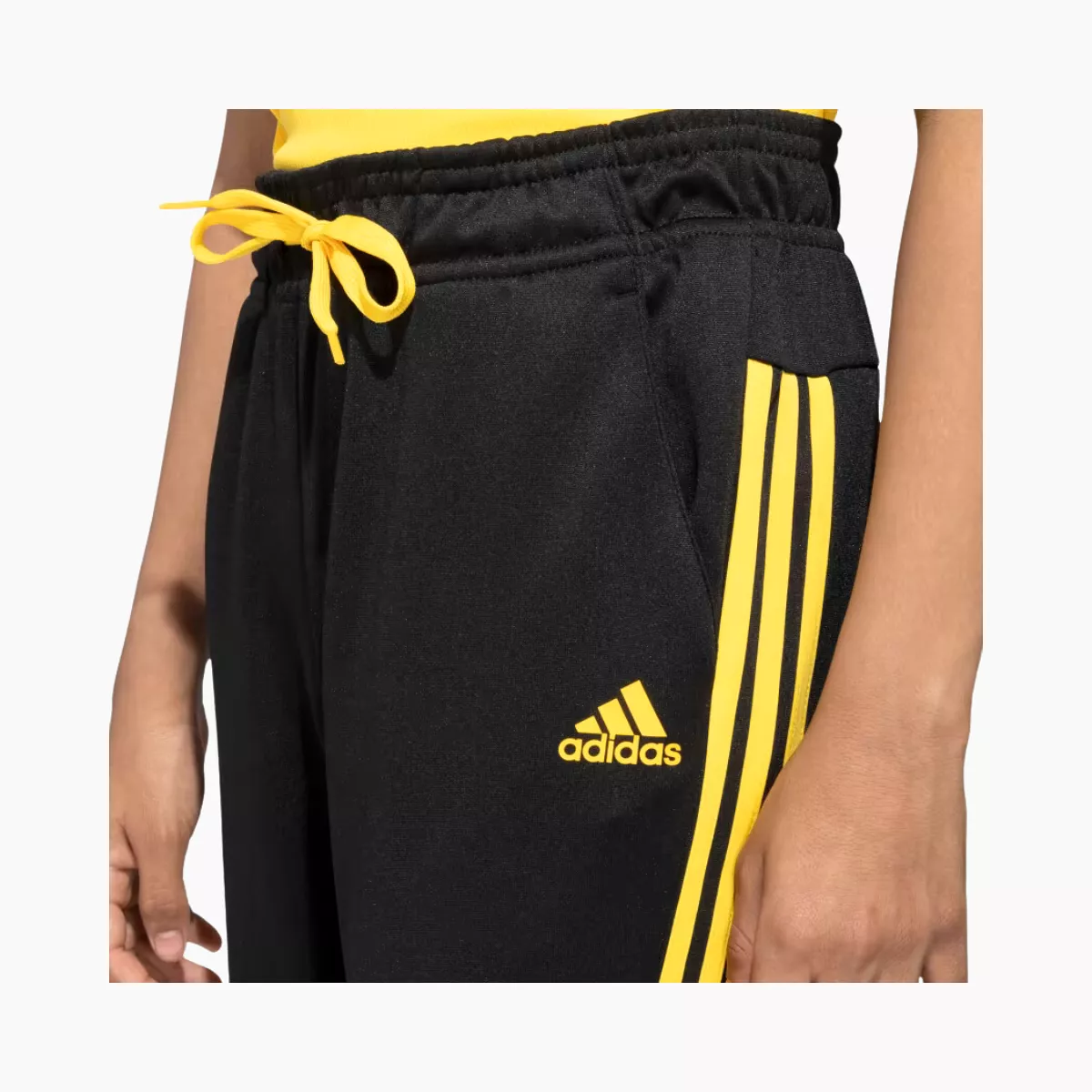 Adidas Boy TI 3 Stripes Printed Kids Pant (8-16 Year) -Black/Bold Gold