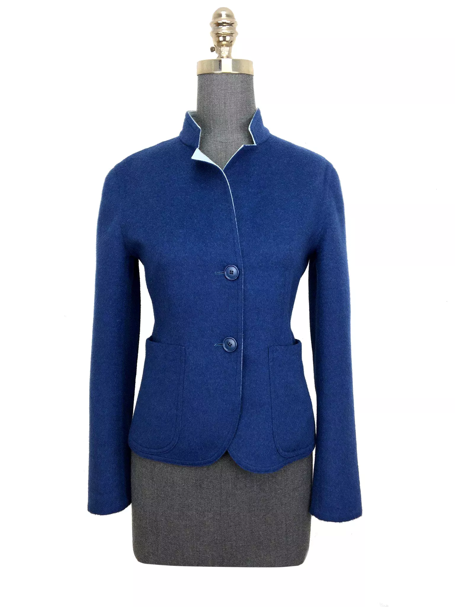 Akris Two-Tone Stretch-Wool Jacket Size S