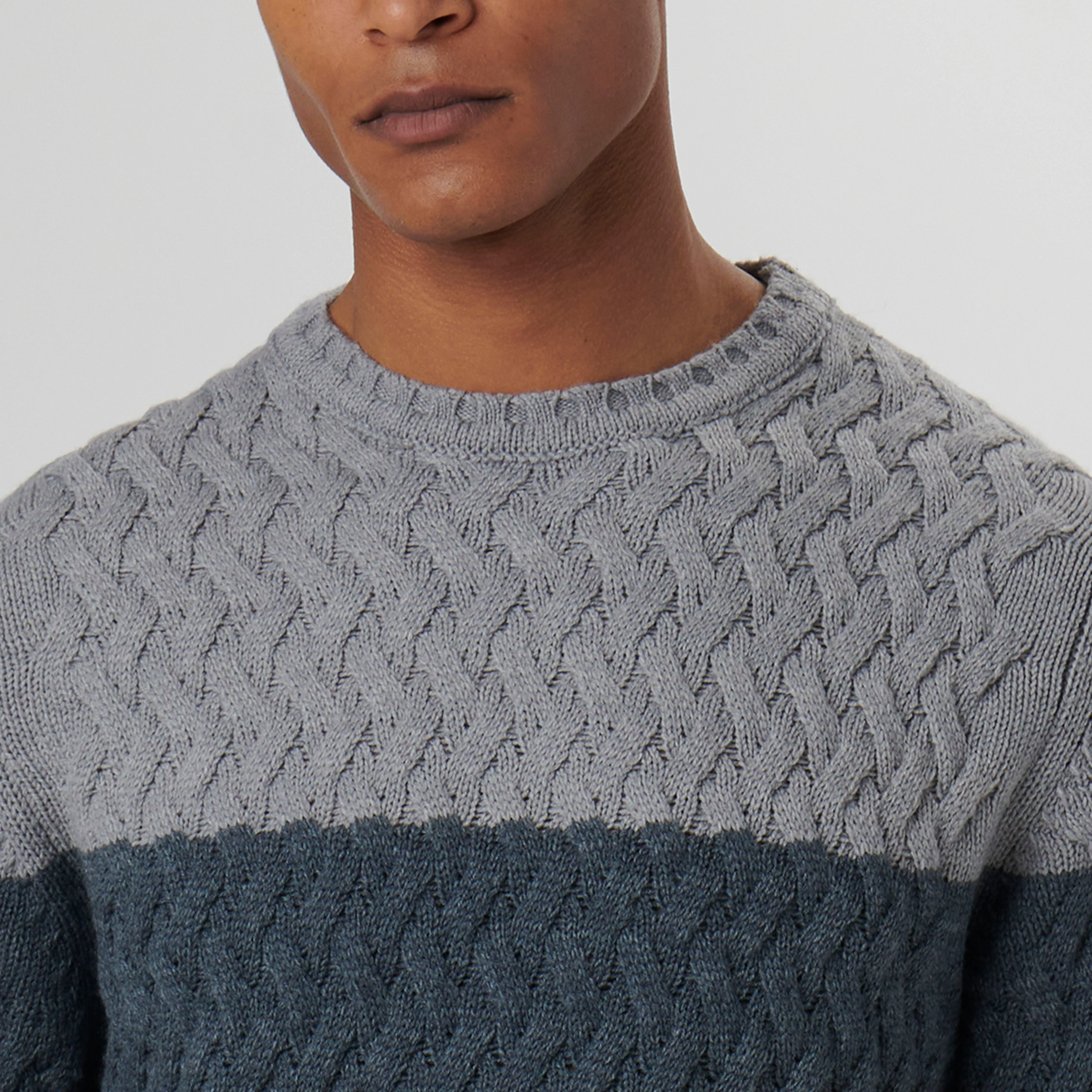 Basketweave Stitch Crew Neck Sweater