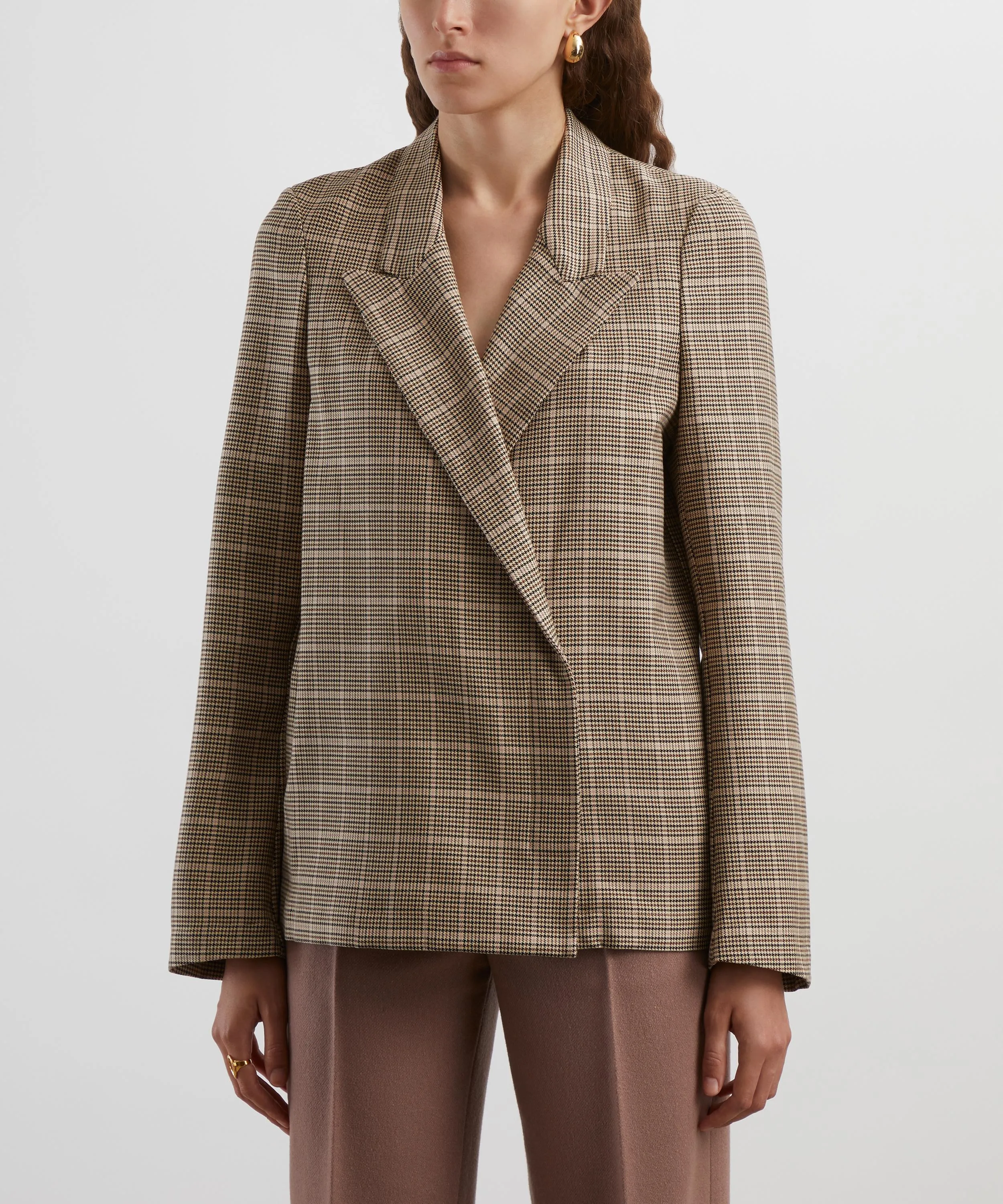 Beige Check Cotton Jacket