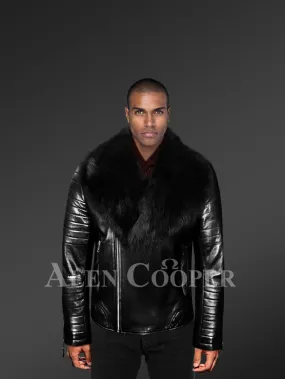 Biker Leather Fur Jacket with Glamorizing & Utilitarian Features