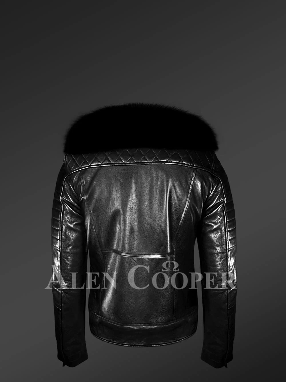 Biker Leather Fur Jacket with Glamorizing & Utilitarian Features