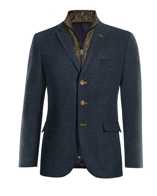  Blazer azul marino de donegal tweed esencial de 3 botones