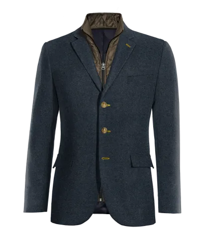  Blazer azul marino de donegal tweed esencial de 3 botones