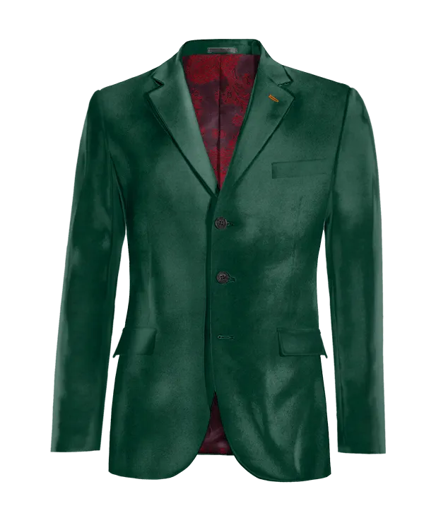  Blazer verde azulado de terciopelo edición limitada de 3 botones