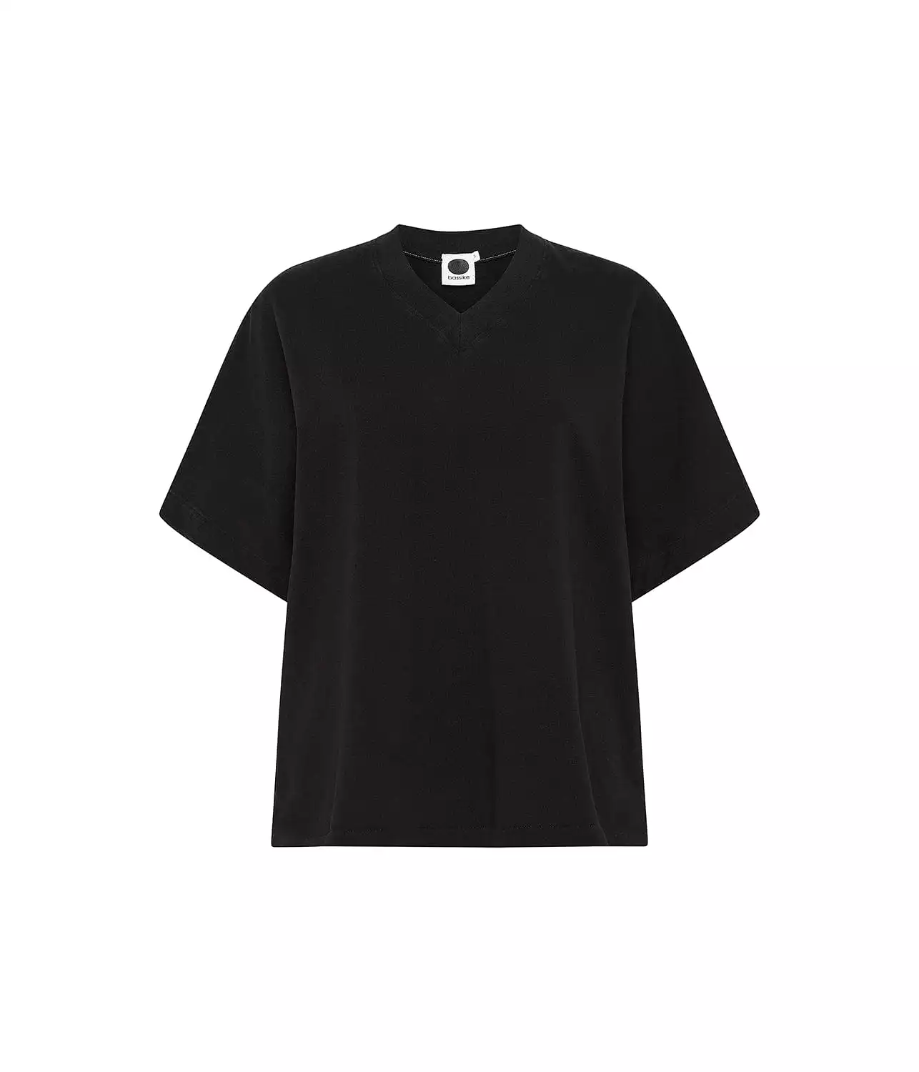 BOXY V-NECK TEE- BLACK