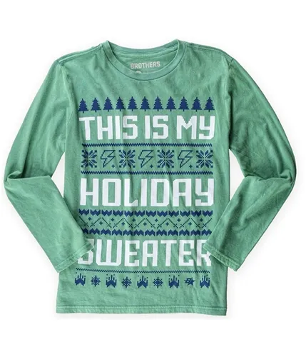 Brothers Boys Holiday Sweater Graphic T-Shirt