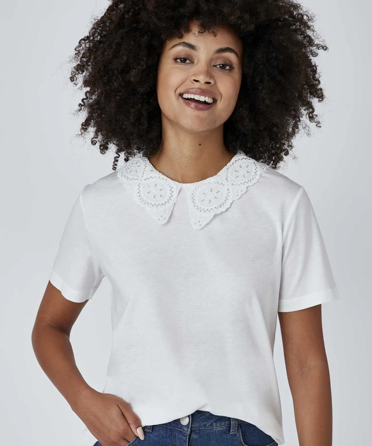 Cotton Rich Collar Detail T-shirt