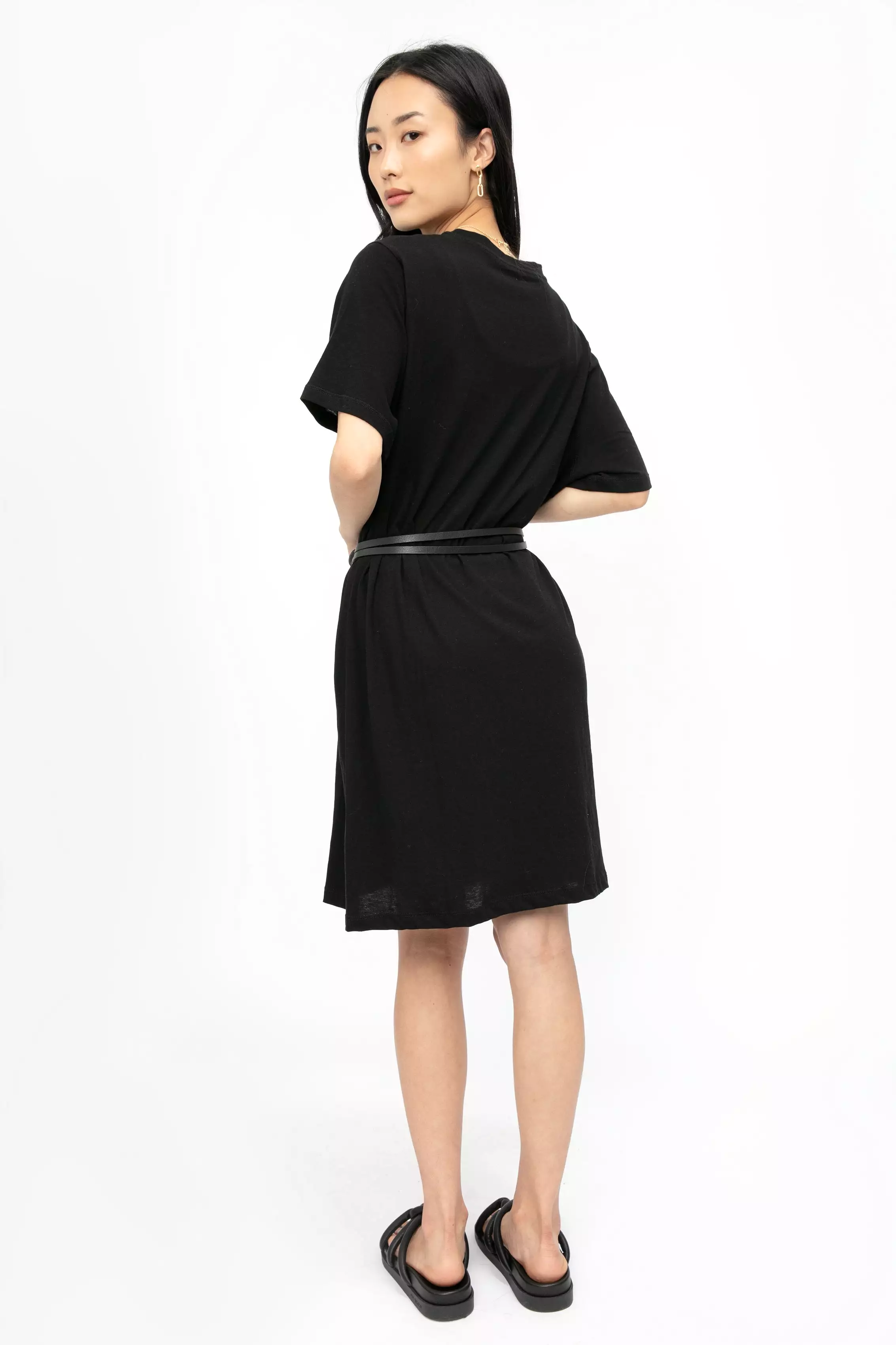 Cotton T-Shirt Dress in Black