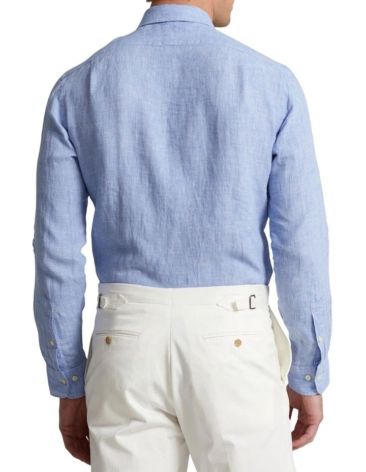 Custom Fit Linen Shirt in Blue