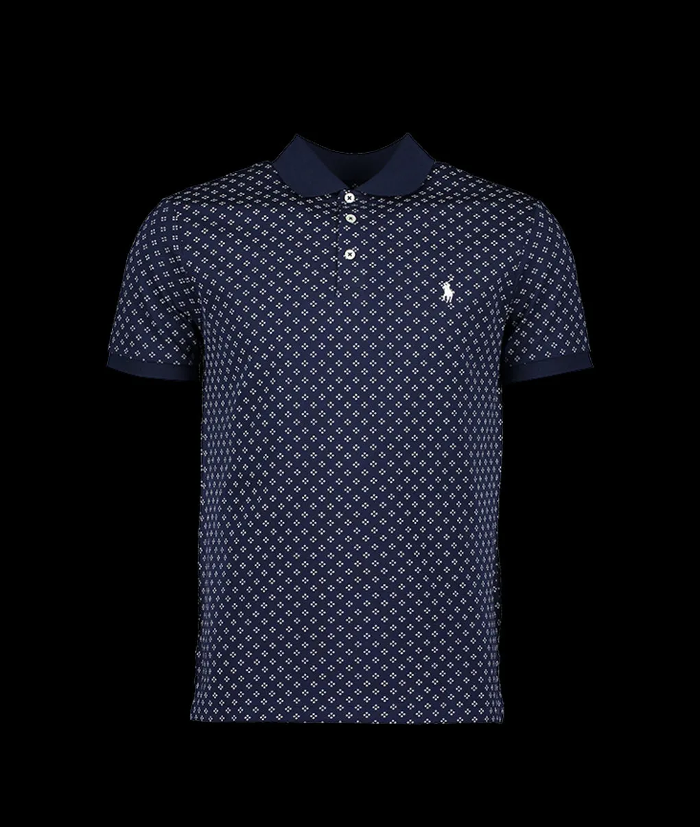 Custom Slim Fit Stretch Mesh Polo Shirt - Navy