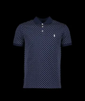 Custom Slim Fit Stretch Mesh Polo Shirt - Navy