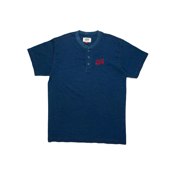 DEUS T-SHIRT FLAG INDIGO HENLEY NAVY