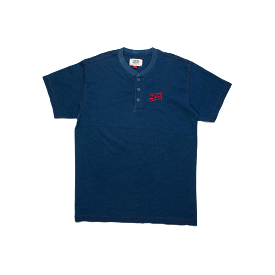 DEUS T-SHIRT FLAG INDIGO HENLEY NAVY