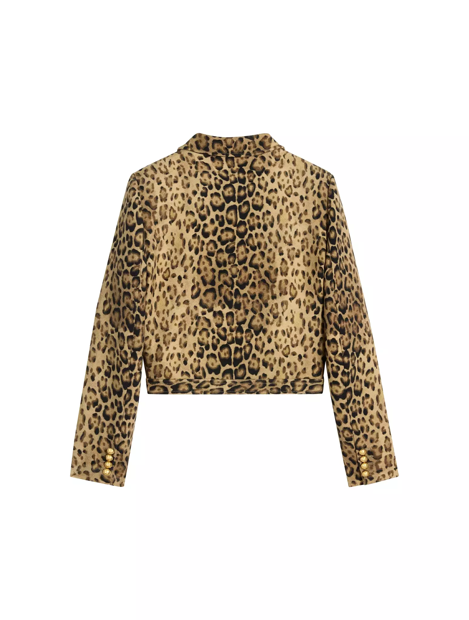 DOUBLE WOOL CARDIGAN JACKET LEOPARD PRINT