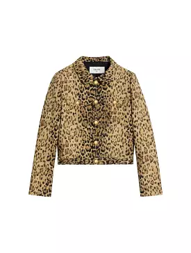 DOUBLE WOOL CARDIGAN JACKET LEOPARD PRINT