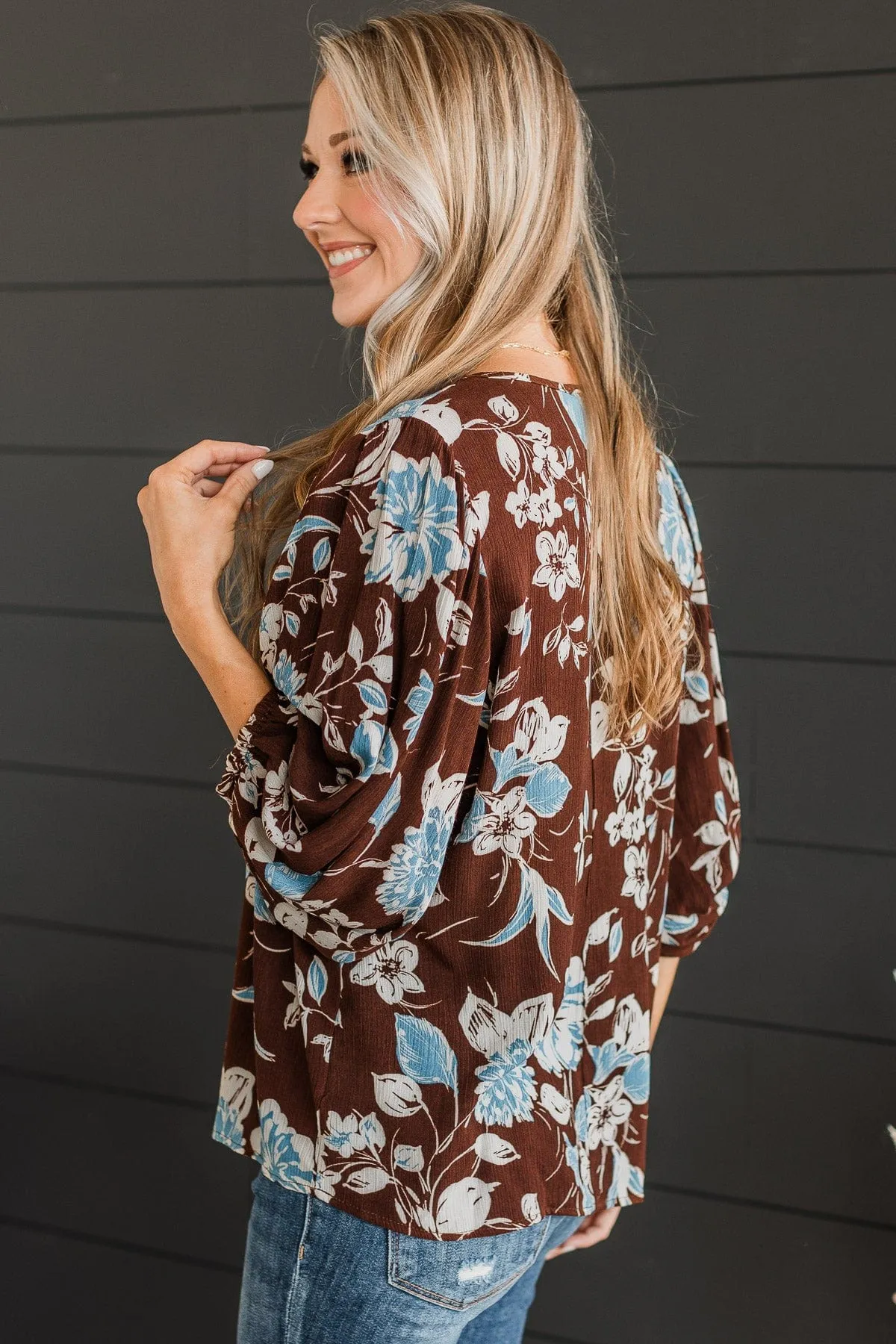 Dreaming Is Believing Floral Blouse- Brown