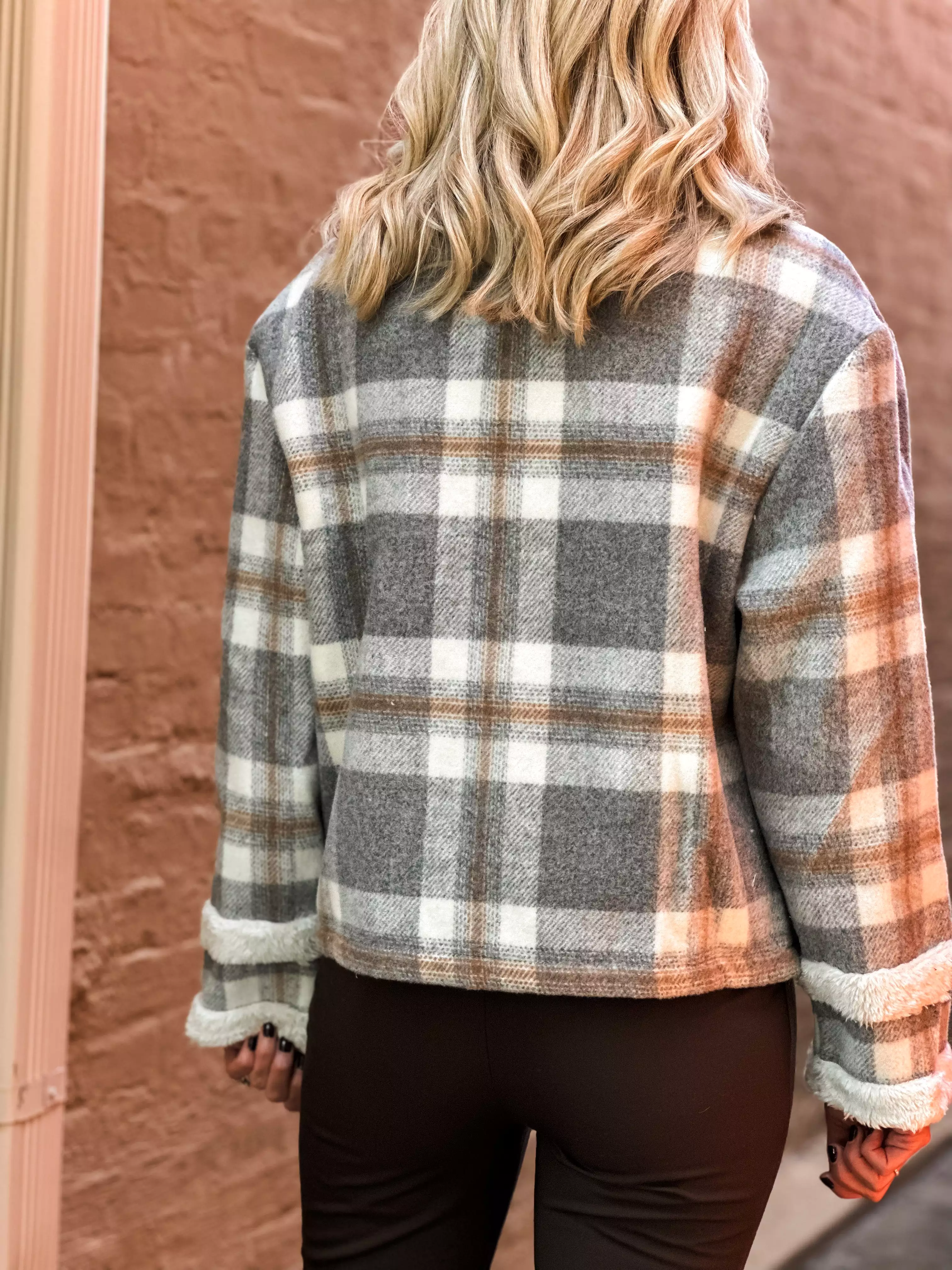 Everyday Plaid Faux Fur Jacket