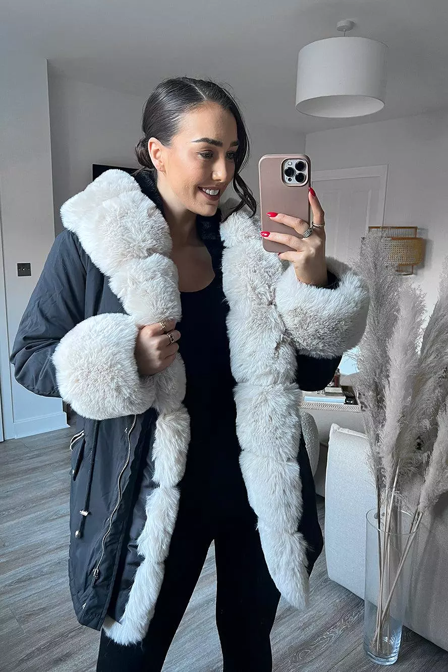 Faux Fur Detachable Fully Lined Versatile Hooded Winter Jacket