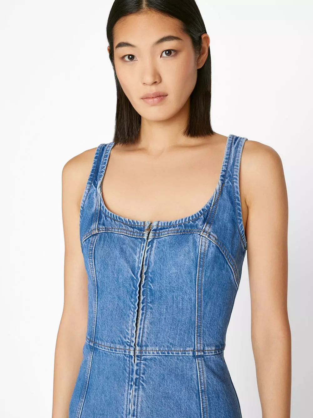 FRAME Denim Bustier Zip Dress