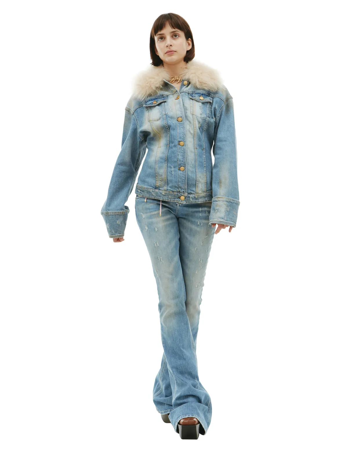 fur Jeans jacket - Blue