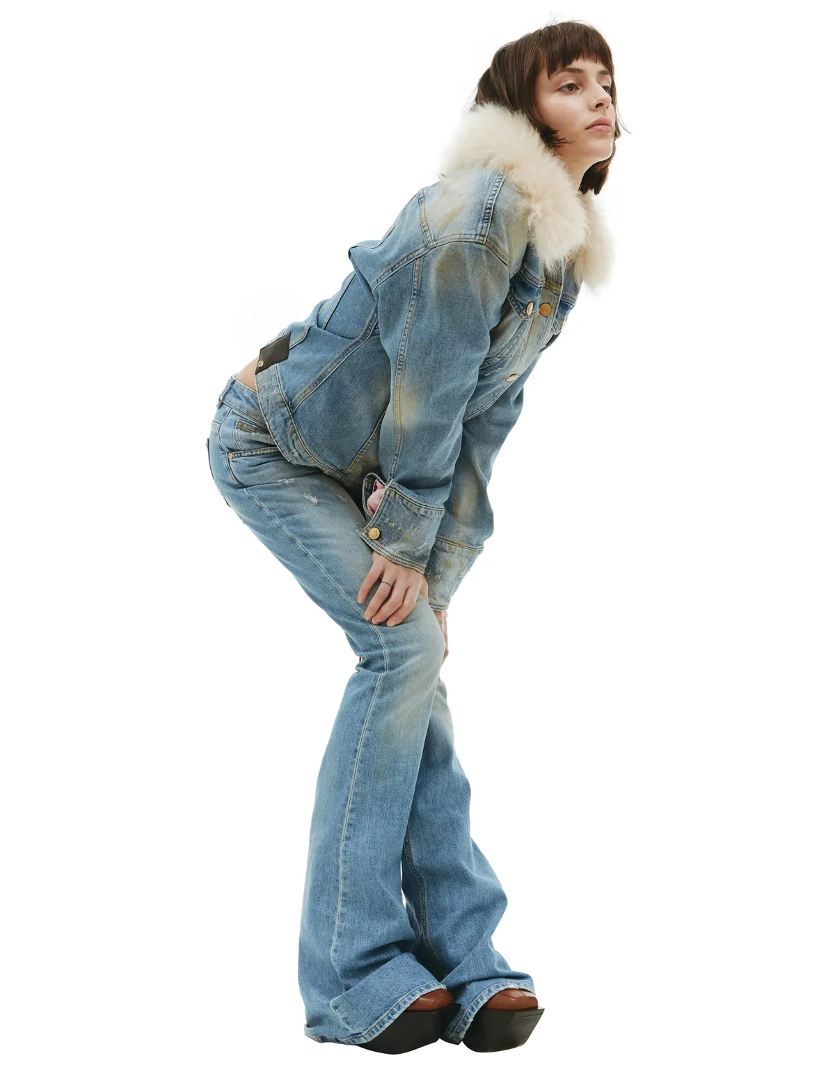 fur Jeans jacket - Blue