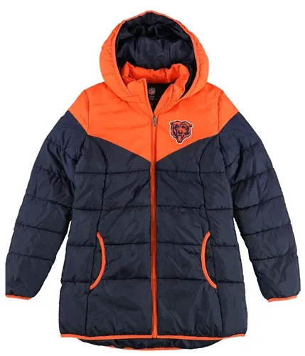 G-Iii Sports Womens Orange And Blue Split Chicago Bears Parka Coat