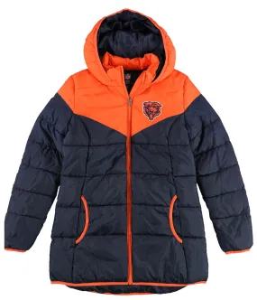 G-Iii Sports Womens Orange And Blue Split Chicago Bears Parka Coat