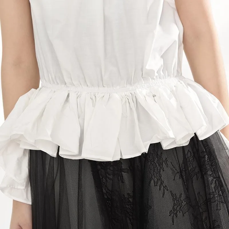 Hayami Off Shoulder Ruffle Long Back Shirt