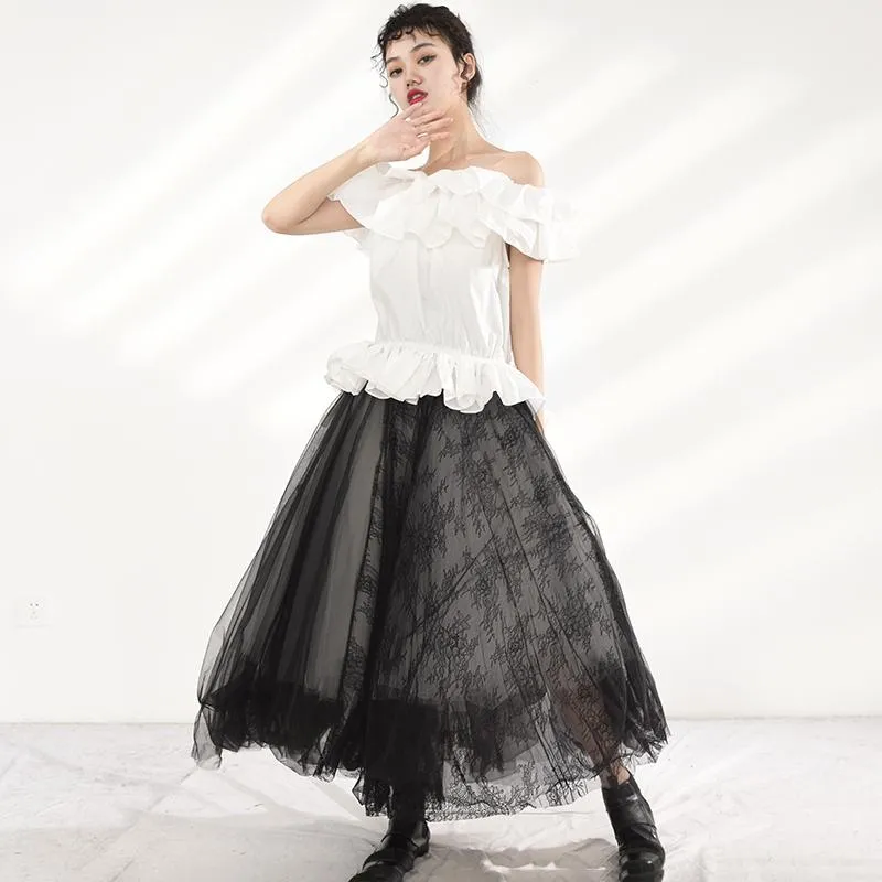 Hayami Off Shoulder Ruffle Long Back Shirt