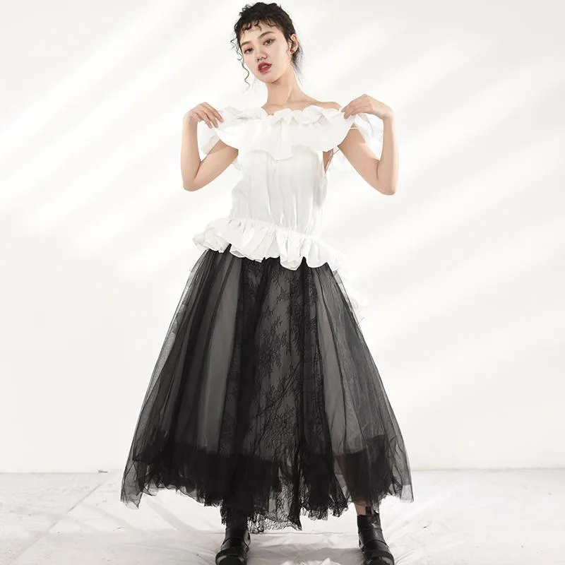 Hayami Off Shoulder Ruffle Long Back Shirt