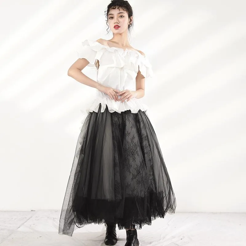 Hayami Off Shoulder Ruffle Long Back Shirt