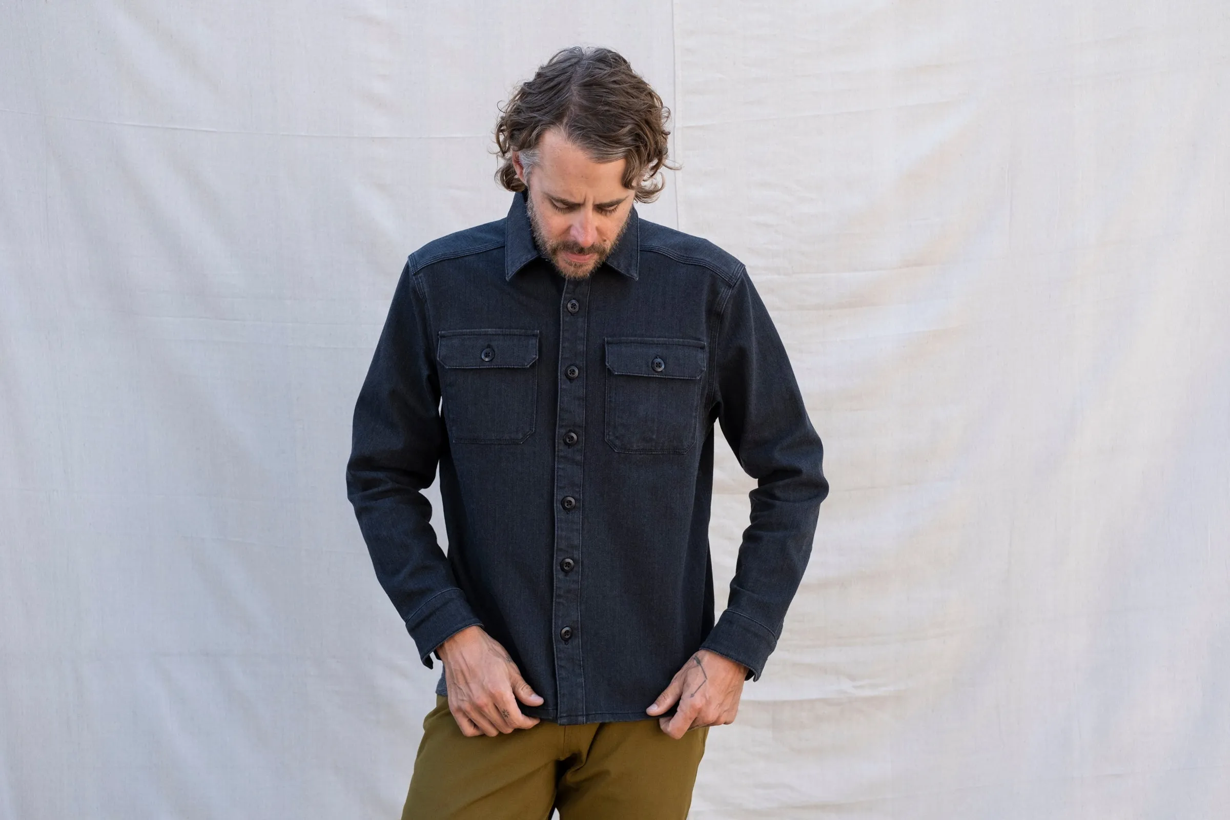 heavyweight CORDURA DENIM shirt jacket with 4-way stretch