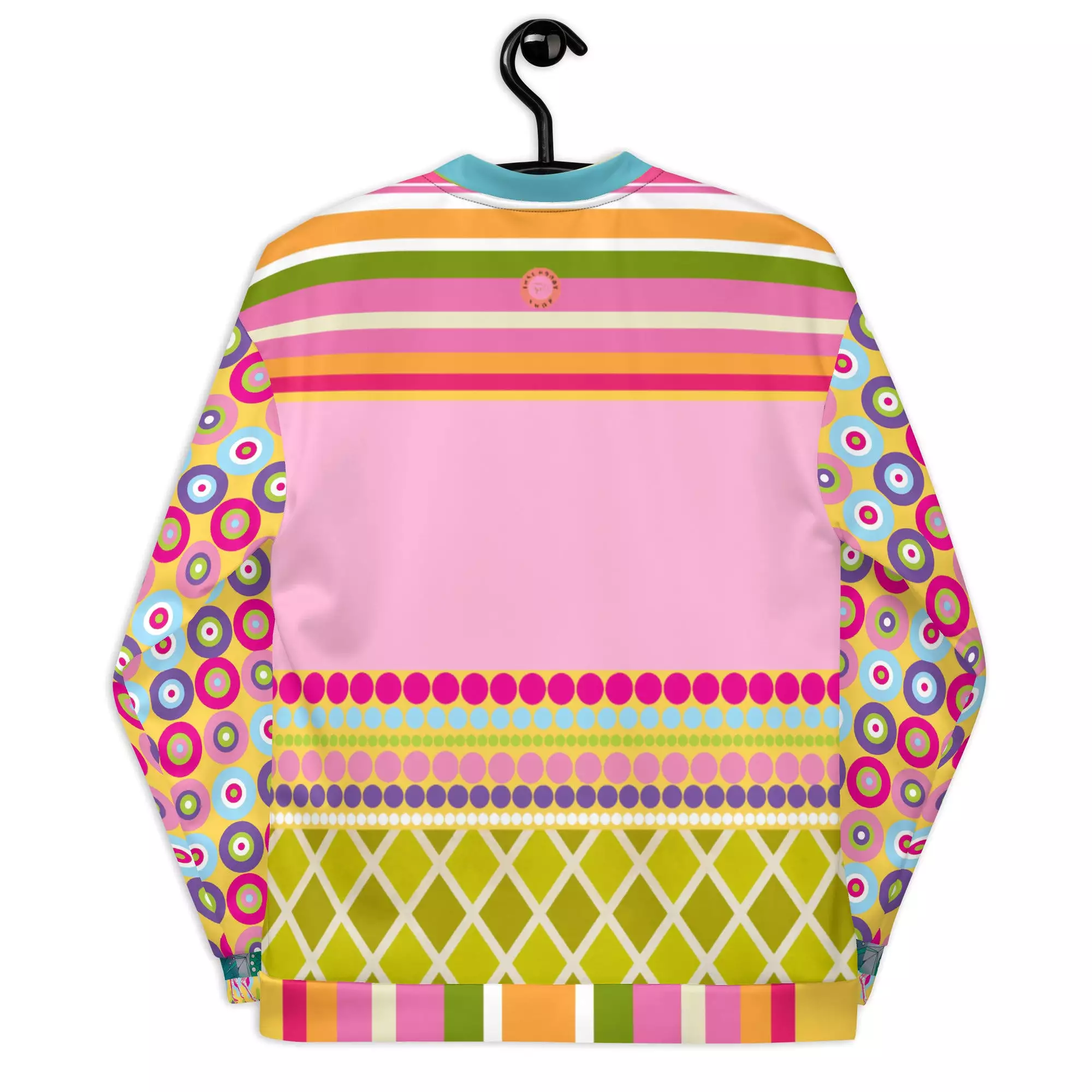 Hello Janis! Pink Patchwork Unisex Bomber Jacket