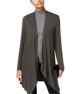 I-N-C Womens Studded-Sleeve Cardigan Sweater