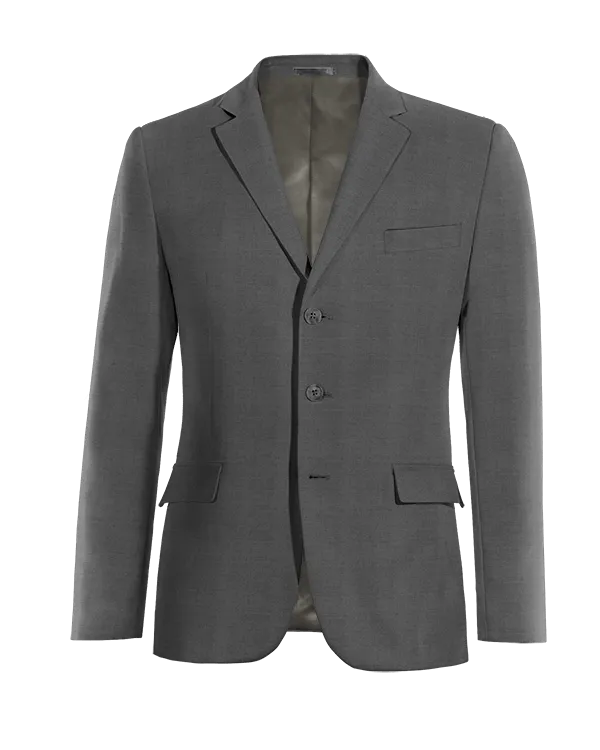 Iron grey super 100s Pure wool slim fit three buttons Jacket