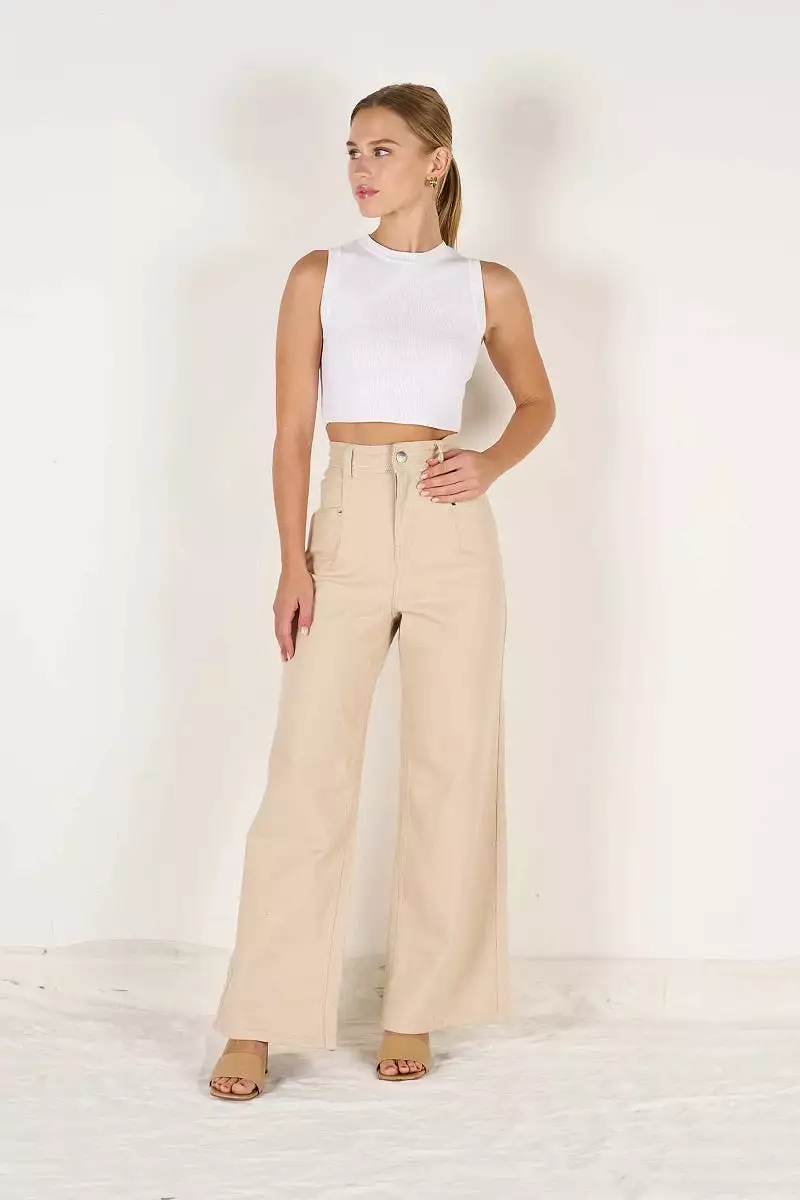 Isla Stretch Wide Leg Beige