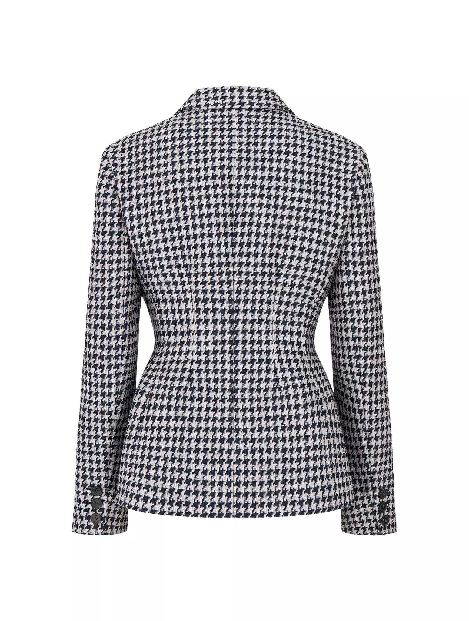 jacket in blue and white virgin wool and houndstooth silk