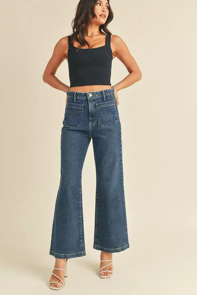 JBD PATCH POCKET WIDE LEG JEAN, 2 COLORS