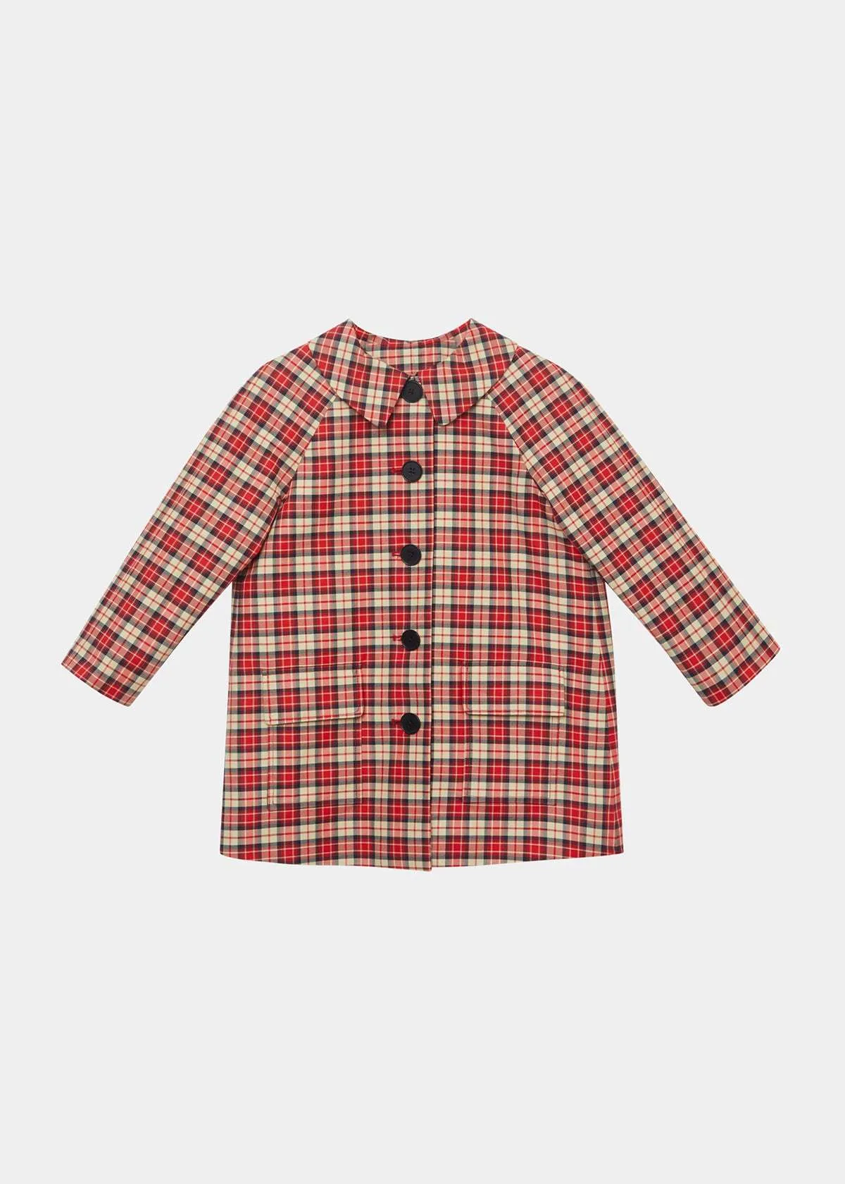 Kids Caramel FURZE COAT - RED CHECK