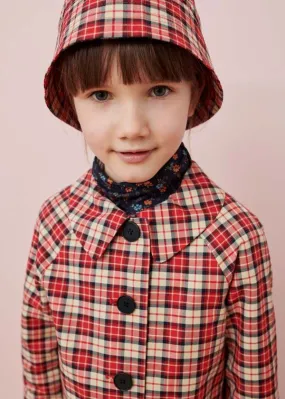 Kids Caramel FURZE COAT - RED CHECK