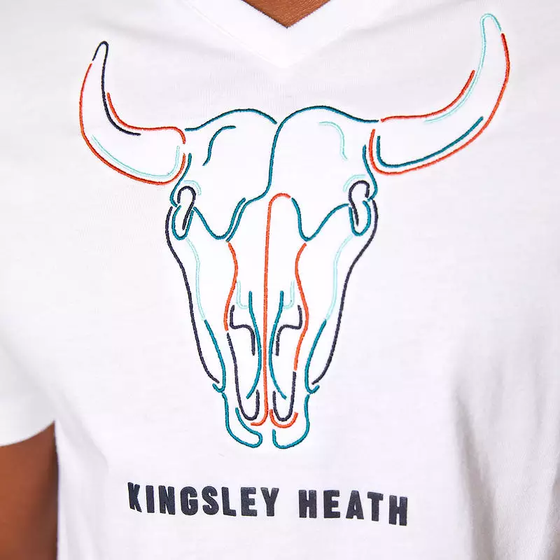 Kingsley Skull V-Neck Tee Pelican