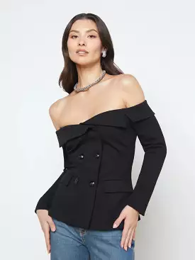 L’agence - Stephan Off Shoulder Blazer - Black