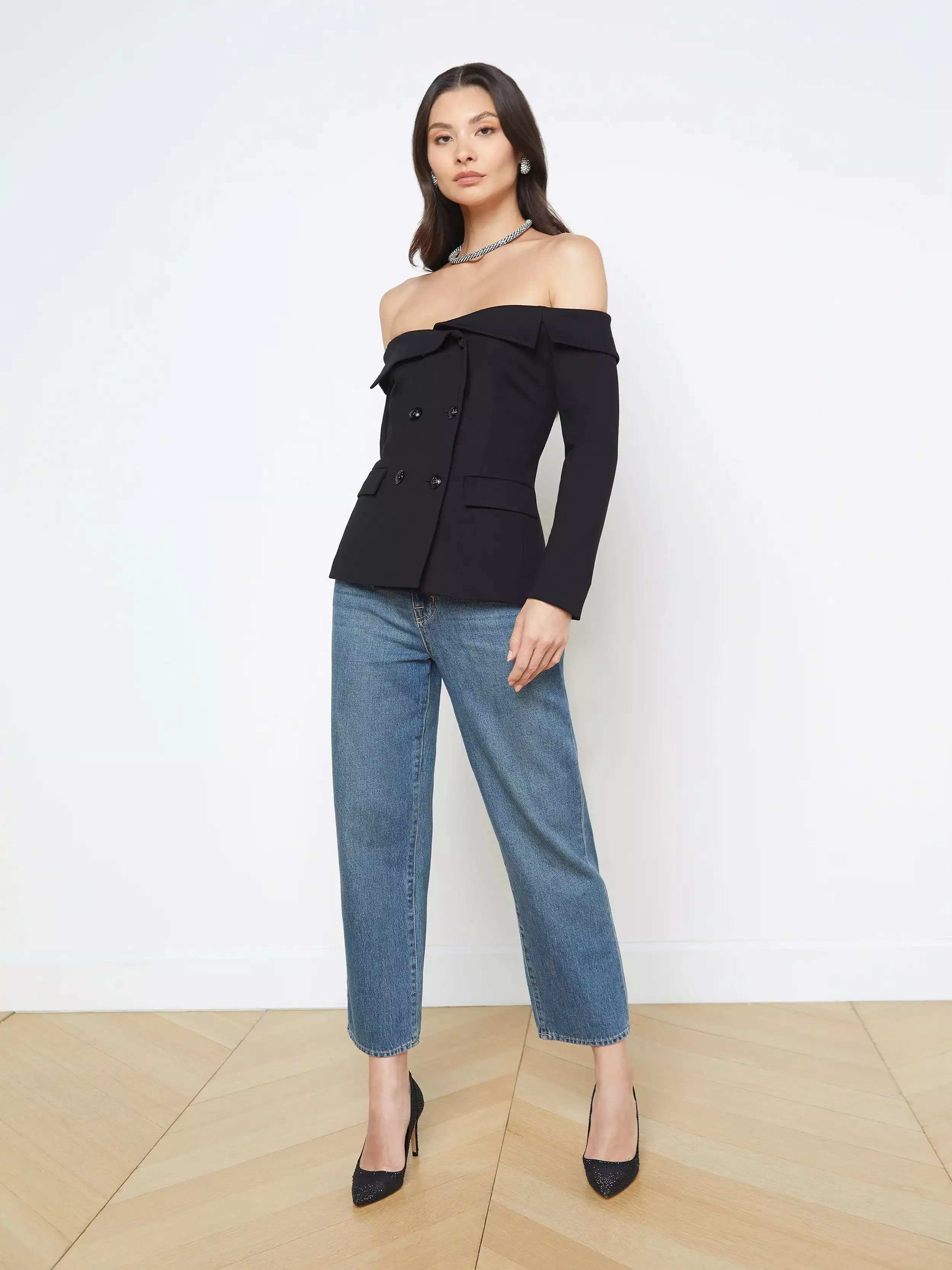 L’agence - Stephan Off Shoulder Blazer - Black