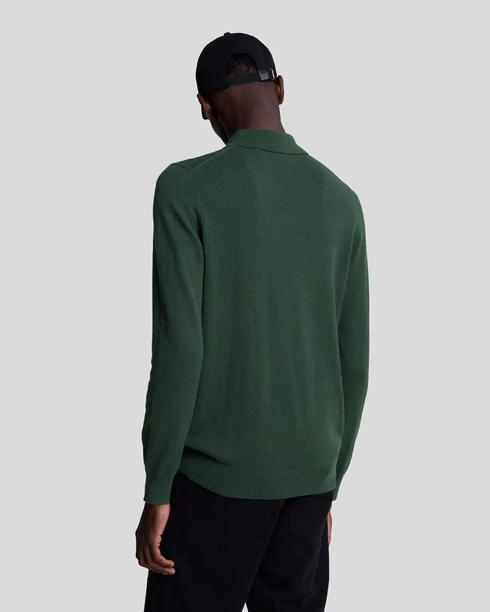 Lyle & Scott Merino Cotton Long Sleeve Polo Shirt Jumper Argyle Teal